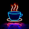 Неонова Led вивіска Чашка 200х220 мм синьо-жовта з диммером та блоком живлення, фото 2