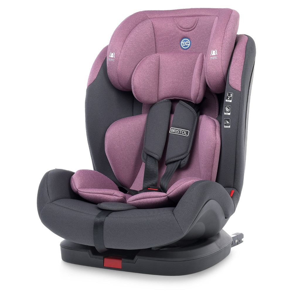 Автокрісло дитяче ME 1080-B BRISTOL Royal Violet (1шт) група 123, isofix, чорн. база,льон фіолет