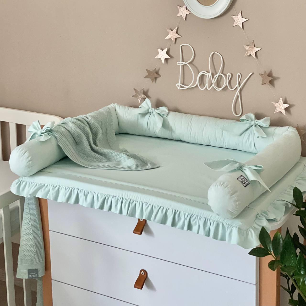 Пеленальный Матрасик на Детский Комод с Рюшем Светлая Мята — Купить ...