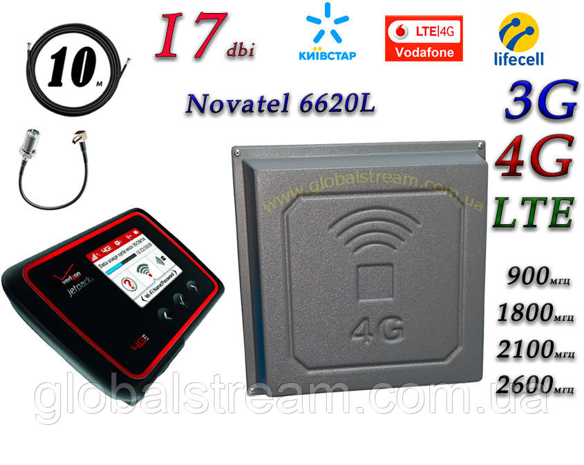 Повний комплект для 4G-LTE/3G Wi-Fi Роутер Novatel 6620L + Антена планшетна 4G/LTE/3G 17 дБі (824-2700 мГц)