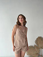 Муслиновая пижама цвет бежевый размер XS-S натуральная ткань комплект для дома Майка шорты