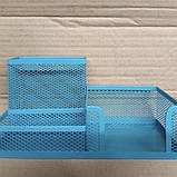 Органайзер канцелярський металевий блакитний, фото 2