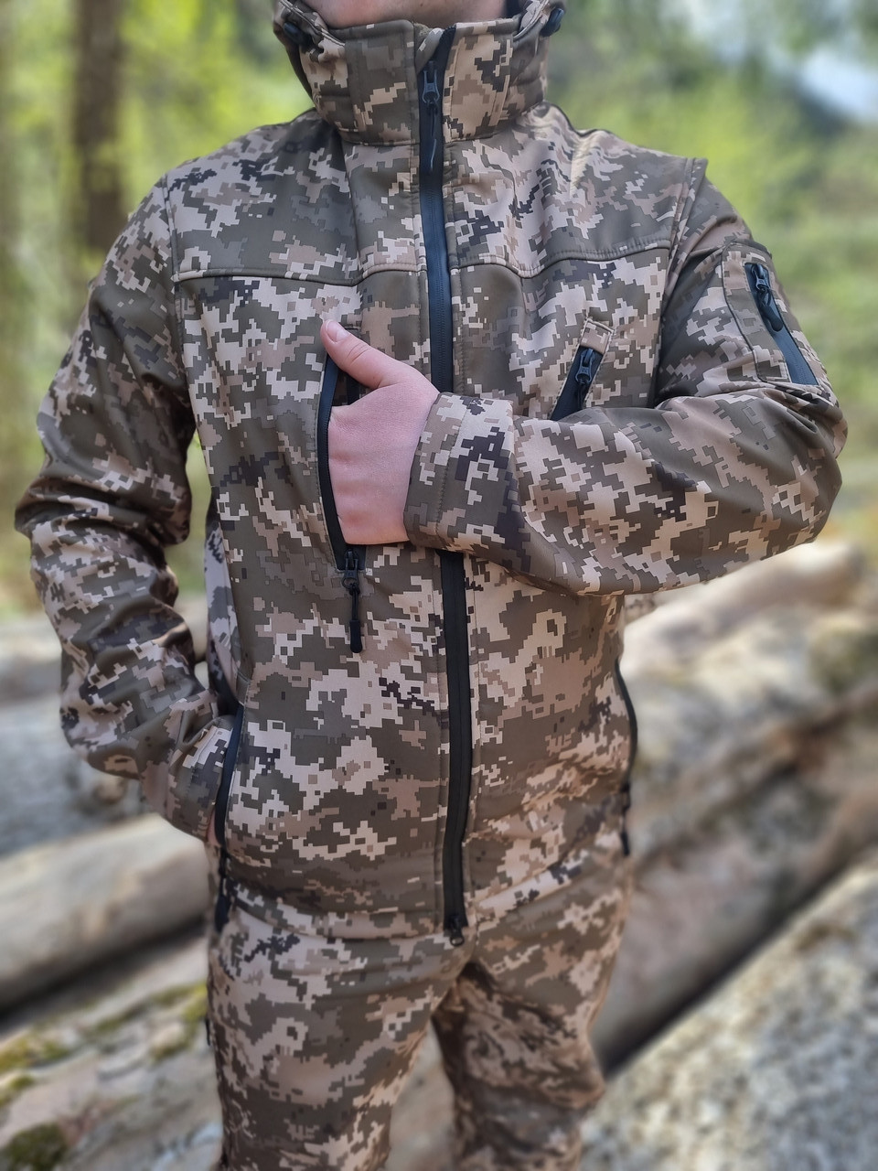 Куртка демісезонна Soft Shell піксель, куртка MM14