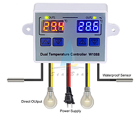 Электронный двухканальный термостат XH-W1088 программируемый регулятор температуры -50,0 - 120,0 220В