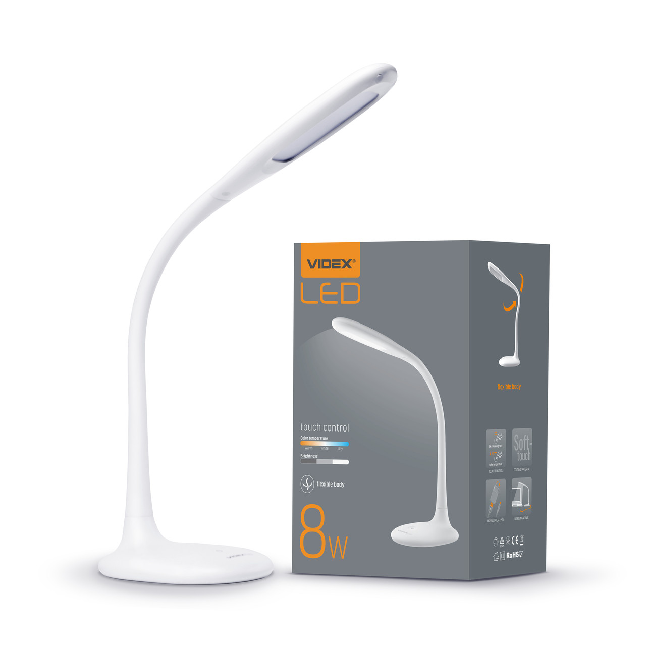 LED настільна лампа VIDEX TF03W 8W 3000-5500K