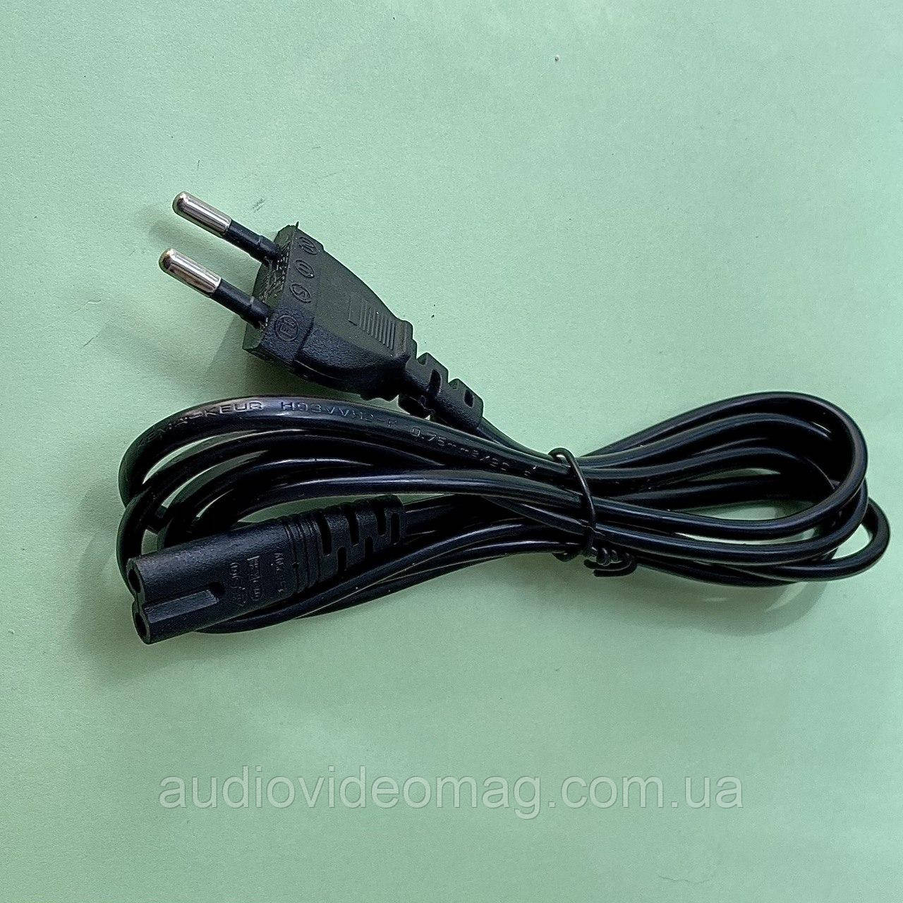 Шнур мережевий (2 pin) двопіновий 220 V 2 х 0,75 мм2, мідний, 1,5 м