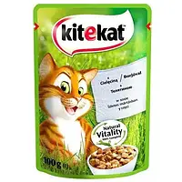 Влажный Корм для кошек Kitekat с телятиной в соусе 100 гр