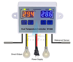 Електронний двоканальний термостат XH-W1088 програмований регулятор температури — 50,0 — 120,0 12 В