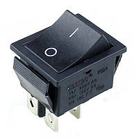 Переключатель клавишный КП-2 220В 4 контакта, 2 положения с фиксацией "вкл-выкл", без подсветки (черный)