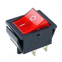 Перемикач клавішний КП-2 220В 4 контакти, 2 положення з фіксацією "вкл-викл", без підсвічування (червоний)