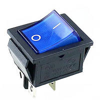 Переключатель клавишный КП-2 220В 4 контакта, 2 положения с фиксацией "вкл-выкл", без подсветки (синий)