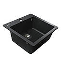 Гранітна мийка Globus Lux AOSTA чорний металiк 490x455мм-А0001 (000023578), фото 3