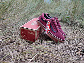 Кеди Vans Old Skool WineRed / GREY чоловічі кросівки Бордо на рудій підошві чолові