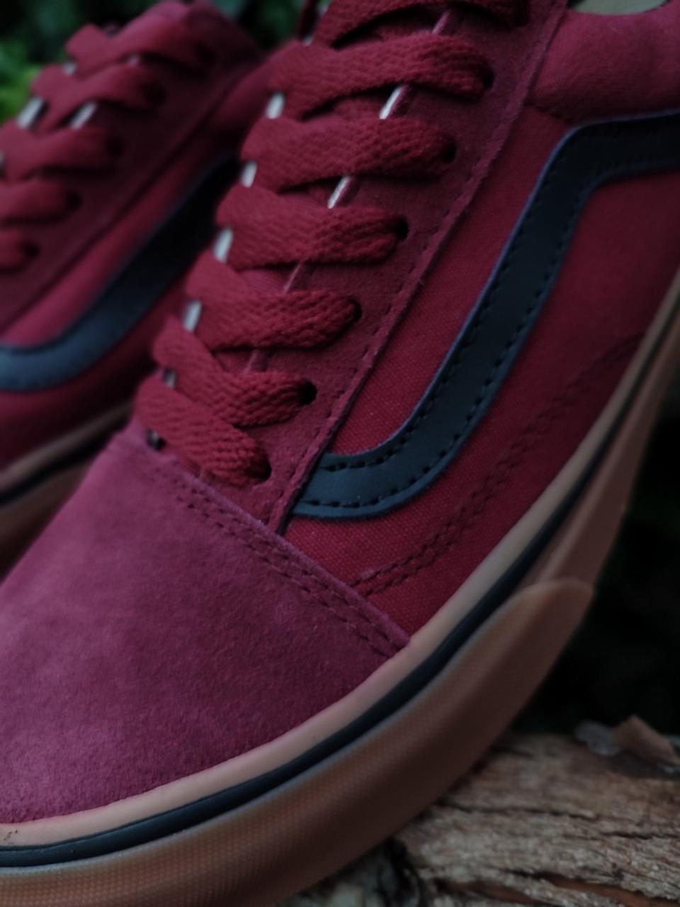 Кеды Vans Old Skool WineRed / GREY мужские кроссовки Бордо на рыжей подошве чоловічі - фото 5 - id-p1580126765