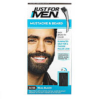 Just for Men, Mustache & Beard, Brush-In Color Gel, Real Black M-55, 2 x 0.5 oz (14 g)