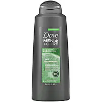 Dove, Men+Care, 2 In 1 Shampoo + Conditioner, Reinvigorating, Lime + Cedarwood, 20.4 fl oz (603 ml)