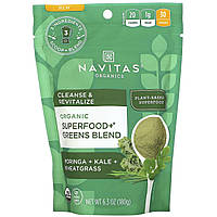 Navitas Organics, Organic Superfood+ Greens Blend, Moringa + Kale + Wheatgrass, 6.3 oz (180 g)