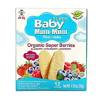 Hot Kid, Baby Mum-Mum, рисові галети, органічні ягоди, 12 упаковок по 2 шт., 50 г (1,76 унції) кожна ...