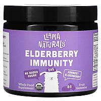 Llama Naturals, Kids, Elderberry Immunity, Fruit Gummies, Earnest Elderberry, 60 Gummies