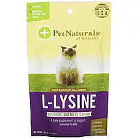 Pet Naturals of Vermont, L-Lysine, добавка для кішок, зі смаком курячої печінки, 250 мг, 60 жувальни ...