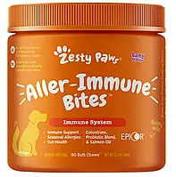 Zesty Paws, Aller-Immune Bites for Dogs, Immune System, All Ages, Lamb Flavor, 90 Soft Chews, 12.7 ...