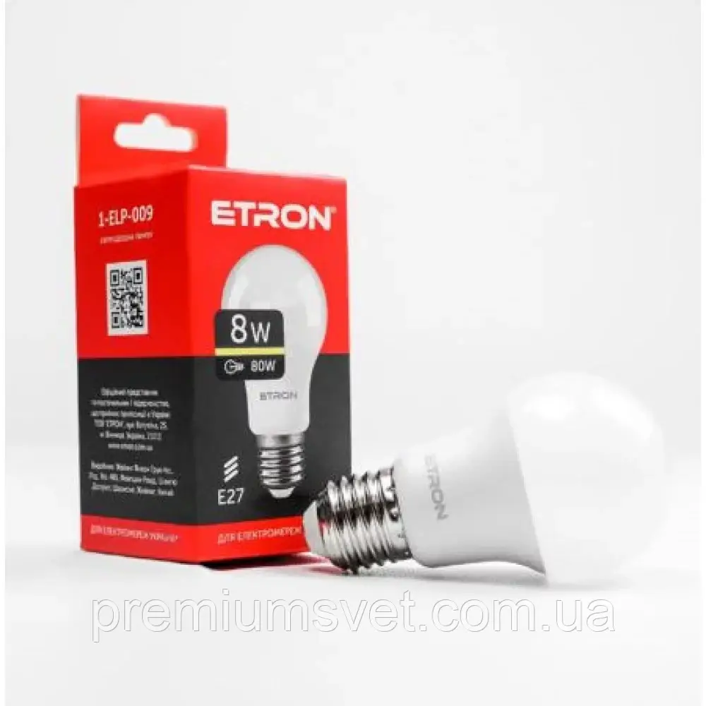 Лампа св/діод ETRON Light A55 8W 3000K E27 (1-ELP-009), фото 1