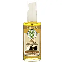 Badger Company, Herbal Hair Oil, Jojoba Rosemary & Tea Tree, 2 fl oz (59.1 ml)