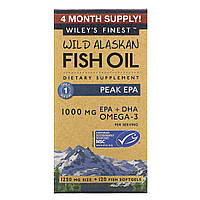 Wiley's Finest, Peak EPA, жир дикої риби Аляски, 1250 мг, 120 капсул