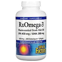 Natural Factors, Rx Omega-3, риб ячий жир, 400 мг ЕПК і 200 мг ДГК, 240 капсул
