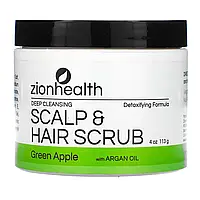 Zion Health, Deep Cleansing Scalp & Hair Scrub with Argan Oil, Green Apple, 4 oz (113 g)