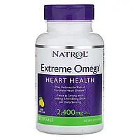 Natrol, Extreme Omega, добавка з омега-кислотами, лимон, 1200 мг, 60 капсул