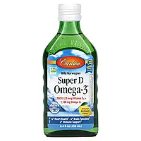 Carlson Labs, Norwegian, Super D Omega-3, риб ячий жир з омега-3 та вітаміном D, натуральний лимонни ...