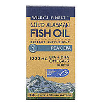 Wiley's Finest, Wild Alaskan Fish Oil, Peak EPA, 1,000 mg, 30 Fish Softgels