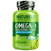 NATURELO, Omega-3, Triglyceride Fish Oil, 1,100 mg, 60 Softgels