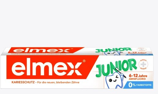 Elmex Зубна паста дитяча 6-12 років 75 мл elmex Zahnpasta Kinder Junior 6 bis 12 Jahre 75 ml, фото 1