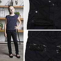 Чорні штани для дівчинки звужені з регулюванням по талії, SmileTime New Style