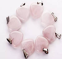 Кулон натуральный розовый Кварц, форма сердце, 15х15х23 мм-1 шт