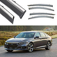 Дефлектори вікон вітровики Honda Accord SD 18- П\ К скотч "FLY" (з хром-полосою)