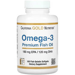 Вітаміни омега 3 California Gold Nutrition Omega-3 Premium Fish Oil (100 капсул.)