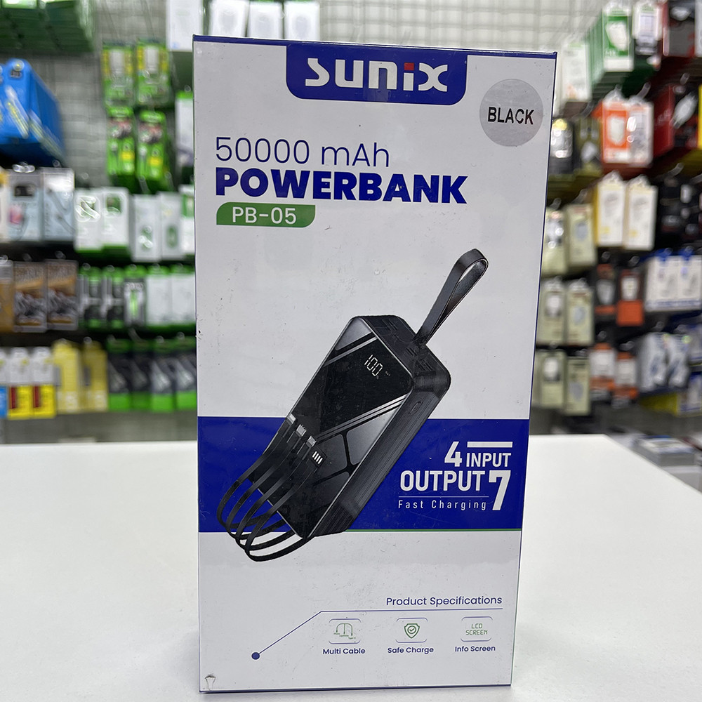 Портативний Power Bank 50000 mAh Sunix PB-05 Повербанк великий резервуар з ліхтарем