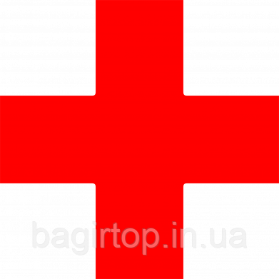 Вінілова наклейка на авто  - Червоний хрест розмір 50 см