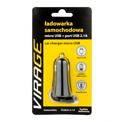 Зарядний пристрій для мобільного телефона 2.1 A + кабель VIRAGE93-101