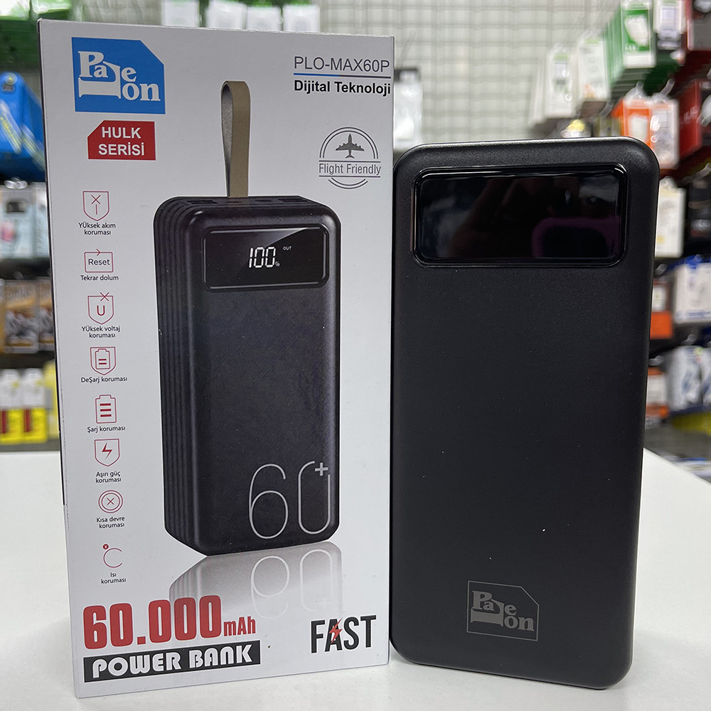 Потужний акумулятор Power Bank 60000 mAh Paleon PLO-MAX60F Повербанк з ліхтариком