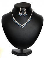Весільне намисто та сережки з блакитними камінцями