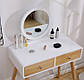 Туалетний столик білий 80х125х40 см із дзеркалом + табурет, фото 5