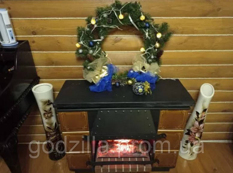 Новорічний вінок різдвяний декор з гирляндою, діаметр 60 см з подарком, фото 1