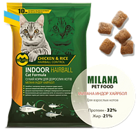 Сухой корм для взрослых кошек NUTRA 5 STARS MILANA INDOOR HAIRBALL CAT FORMULA 10 кг