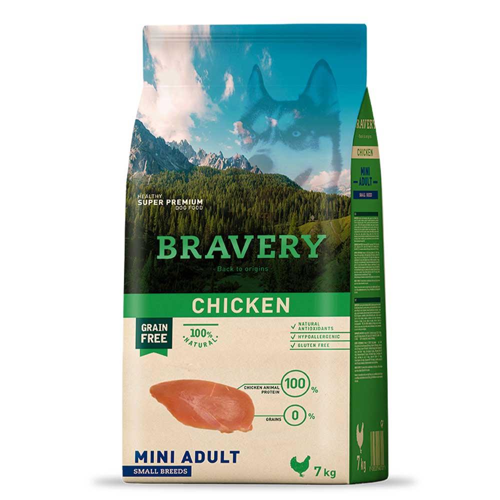 Беззерновий корм для собак малих порід з куркою Bravery Chicken Mini Adult 7 кг
