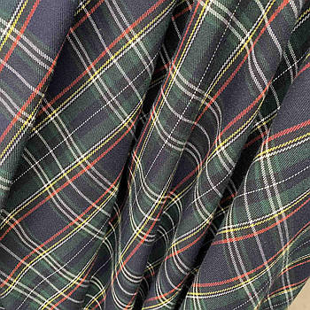 Костюмна (брючна) тканина Шотландка Зелений з чорним