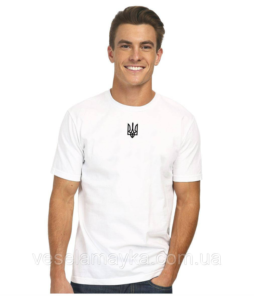 Біла футболка з малим Гербом України, фото 1